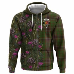 ScotsTee Shop Scottish Murphy Family Crest Tartan Hoodie Scottish Thistle Flower Half Style