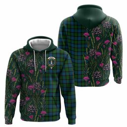 ScotsTee Shop Scottish McCoy Family Crest Tartan Hoodie Scottish Thistle Flower Half Style