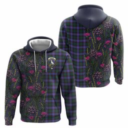 ScotsTee Shop Scottish Hunter (Hunterston) Family Crest Tartan Hoodie Scottish Thistle Flower Half Style
