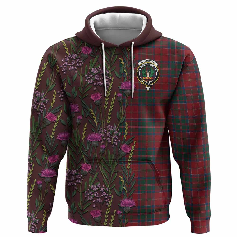 ScotsTee Shop Scottish MacDonald (McDonald) of Glencoe Family Crest Tartan Hoodie Scottish Thistle Flower Half Style