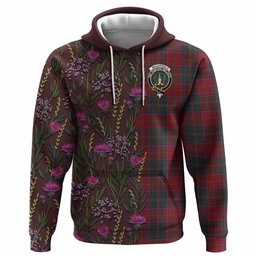 ScotsTee Shop Scottish MacDonald (McDonald) of Glencoe Family Crest Tartan Hoodie Scottish Thistle Flower Half Style