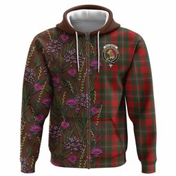 ScotsTee Shop Scottish MacGregor (McGregor) Family Crest Tartan Hoodie Scottish Thistle Flower Half Style