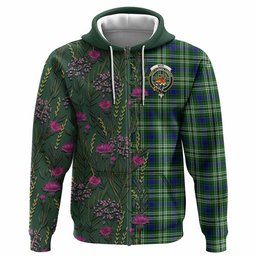 ScotsTee Shop Scottish Mow Family Crest Tartan Hoodie Scottish Thistle Flower Half Style