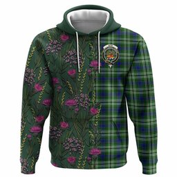 ScotsTee Shop Scottish Mow Family Crest Tartan Hoodie Scottish Thistle Flower Half Style