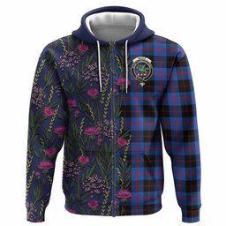 ScotsTee Shop Scottish Maule Family Crest Tartan Hoodie Scottish Thistle Flower Half Style