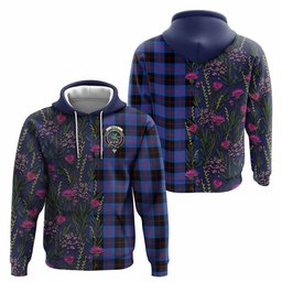 ScotsTee Shop Scottish Maule Family Crest Tartan Hoodie Scottish Thistle Flower Half Style