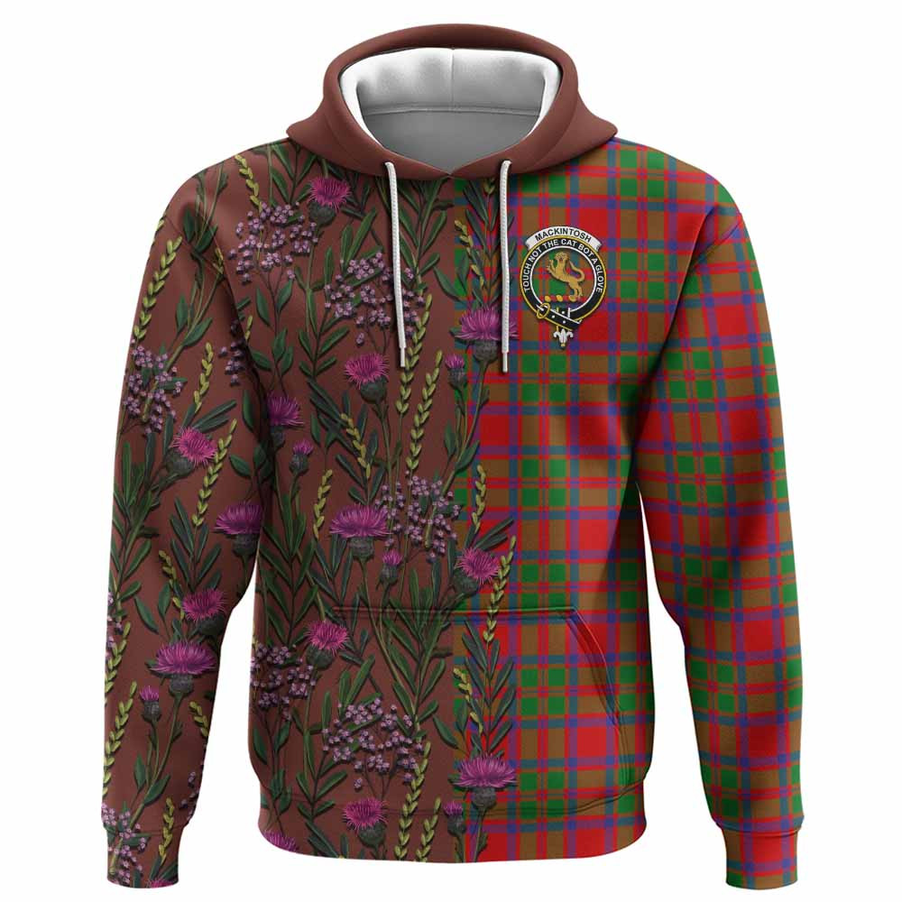 ScotsTee Shop Scottish MacKintosh (McKintosh) Family Crest Tartan Hoodie Scottish Thistle Flower Half Style