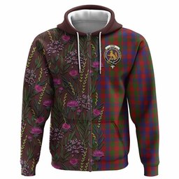 ScotsTee Shop Scottish Gow Family Crest Tartan Hoodie Scottish Thistle Flower Half Style