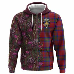 ScotsTee Shop Scottish MacGillivray (McGillivray) Family Crest Tartan Hoodie Scottish Thistle Flower Half Style