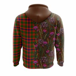 ScotsTee Shop Scottish Kinninmont Family Crest Tartan Hoodie Scottish Thistle Flower Half Style