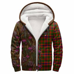 ScotsTee Shop Scottish Kinninmont Family Crest Tartan Hoodie Scottish Thistle Flower Half Style