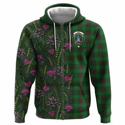 ScotsTee Shop Scottish Ged Family Crest Tartan Hoodie Scottish Thistle Flower Half Style