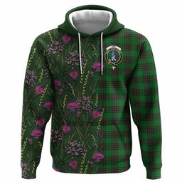 ScotsTee Shop Scottish Ged Family Crest Tartan Hoodie Scottish Thistle Flower Half Style