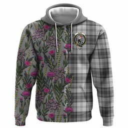 ScotsTee Shop Scottish Glen Family Crest Tartan Hoodie Scottish Thistle Flower Half Style