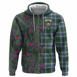 ScotsTee Shop Scottish MacNeil (McNeil) Family Crest Tartan Hoodie Scottish Thistle Flower Half Style