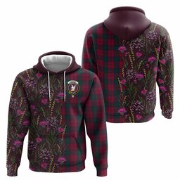 ScotsTee Shop Scottish Lindsay Family Crest Tartan Hoodie Scottish Thistle Flower Half Style