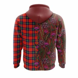 ScotsTee Shop Scottish Ruthven Family Crest Tartan Hoodie Scottish Thistle Flower Half Style