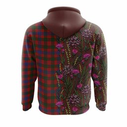 ScotsTee Shop Scottish Ross Family Crest Tartan Hoodie Scottish Thistle Flower Half Style