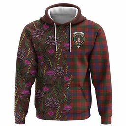 ScotsTee Shop Scottish Ross Family Crest Tartan Hoodie Scottish Thistle Flower Half Style