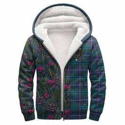 ScotsTee Shop Scottish Sandilands Family Crest Tartan Hoodie Scottish Thistle Flower Half Style