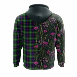 ScotsTee Shop Scottish Sutherland Family Crest Tartan Hoodie Scottish Thistle Flower Half Style