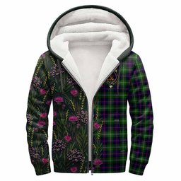 ScotsTee Shop Scottish Sutherland Family Crest Tartan Hoodie Scottish Thistle Flower Half Style