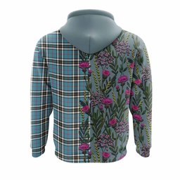 ScotsTee Shop Scottish Thompson (Thomson) Family Crest Tartan Hoodie Scottish Thistle Flower Half Style