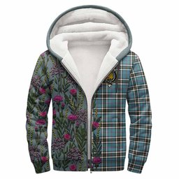 ScotsTee Shop Scottish Thompson (Thomson) Family Crest Tartan Hoodie Scottish Thistle Flower Half Style