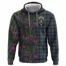 ScotsTee Shop Scottish Stephenson (Stevenson) Family Crest Tartan Hoodie Scottish Thistle Flower Half Style