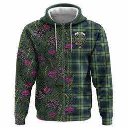 ScotsTee Shop Scottish Swinton Family Crest Tartan Hoodie Scottish Thistle Flower Half Style