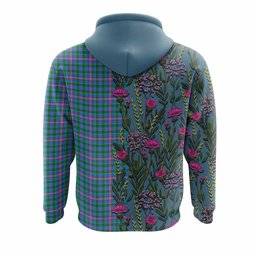 ScotsTee Shop Scottish Pitcairn Family Crest Tartan Hoodie Scottish Thistle Flower Half Style