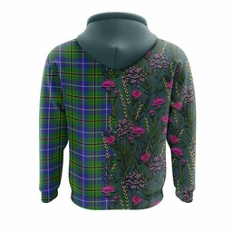 ScotsTee Shop Scottish Turnbull Family Crest Tartan Hoodie Scottish Thistle Flower Half Style
