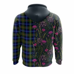 ScotsTee Shop Scottish Smith Family Crest Tartan Hoodie Scottish Thistle Flower Half Style