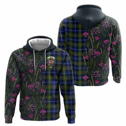 ScotsTee Shop Scottish Smith Family Crest Tartan Hoodie Scottish Thistle Flower Half Style