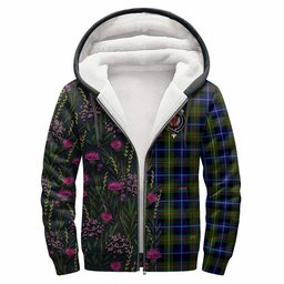 ScotsTee Shop Scottish Smith Family Crest Tartan Hoodie Scottish Thistle Flower Half Style