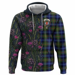 ScotsTee Shop Scottish Smith Family Crest Tartan Hoodie Scottish Thistle Flower Half Style