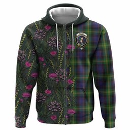ScotsTee Shop Scottish Watson Family Crest Tartan Hoodie Scottish Thistle Flower Half Style