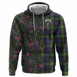 ScotsTee Shop Scottish Watson Family Crest Tartan Hoodie Scottish Thistle Flower Half Style