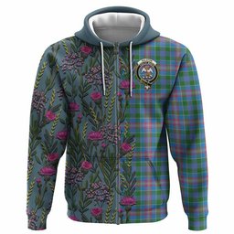 ScotsTee Shop Scottish Ralston Family Crest Tartan Hoodie Scottish Thistle Flower Half Style