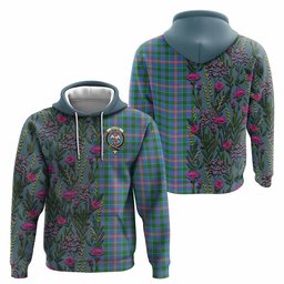 ScotsTee Shop Scottish Ralston Family Crest Tartan Hoodie Scottish Thistle Flower Half Style