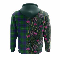 ScotsTee Shop Scottish Oliphant Family Crest Tartan Hoodie Scottish Thistle Flower Half Style