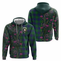 ScotsTee Shop Scottish Oliphant Family Crest Tartan Hoodie Scottish Thistle Flower Half Style