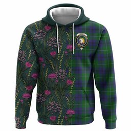 ScotsTee Shop Scottish Oliphant Family Crest Tartan Hoodie Scottish Thistle Flower Half Style