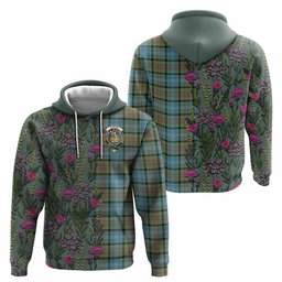 ScotsTee Shop Scottish Paisley Family Crest Tartan Hoodie Scottish Thistle Flower Half Style