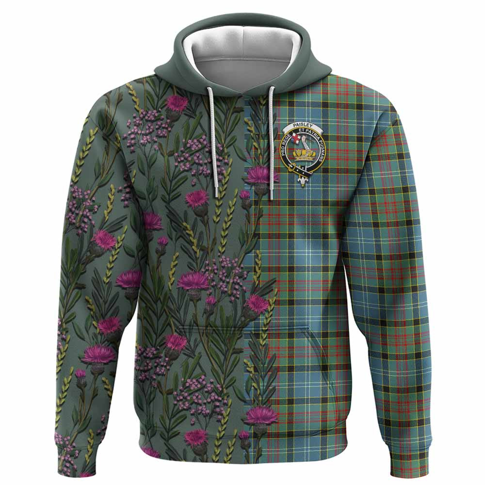 ScotsTee Shop Scottish Paisley Family Crest Tartan Hoodie Scottish Thistle Flower Half Style