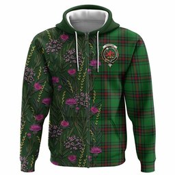 ScotsTee Shop Scottish Primrose Family Crest Tartan Hoodie Scottish Thistle Flower Half Style