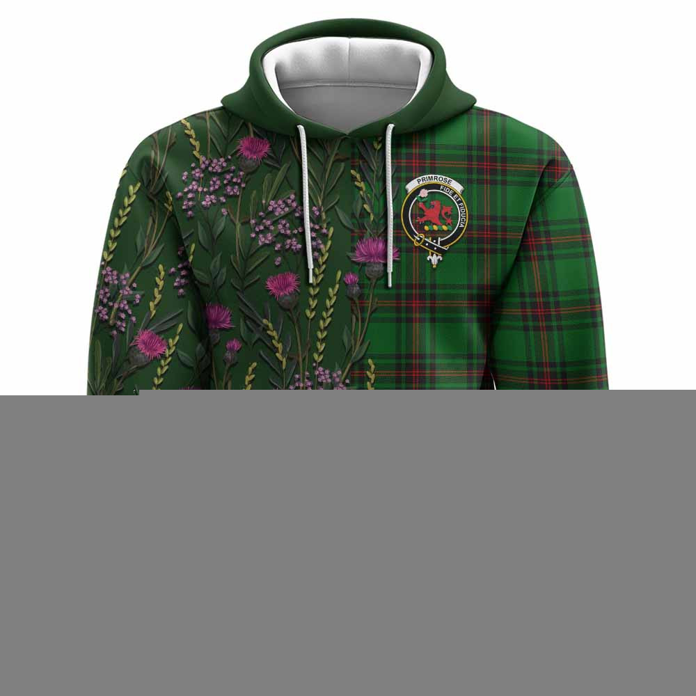 ScotsTee Shop Scottish Primrose Family Crest Tartan Hoodie Scottish Thistle Flower Half Style