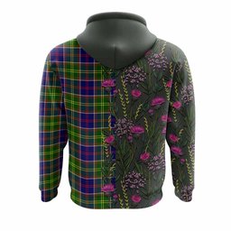 ScotsTee Shop Scottish Whitefoord Family Crest Tartan Hoodie Scottish Thistle Flower Half Style
