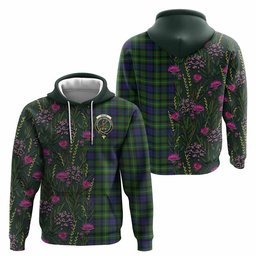 ScotsTee Shop Scottish Rollo Family Crest Tartan Hoodie Scottish Thistle Flower Half Style