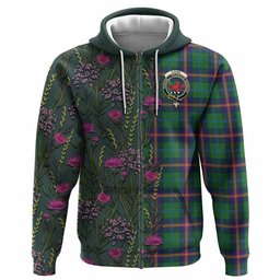 ScotsTee Shop Scottish Young Family Crest Tartan Hoodie Scottish Thistle Flower Half Style